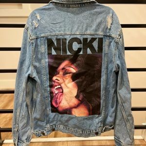 BRAND NEW - H&M jean jacket. Size L. Grateful Dead patch added.